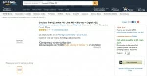 Listung "Der Marsianer - Rettet Mark Whatney" auf Amazon.fr