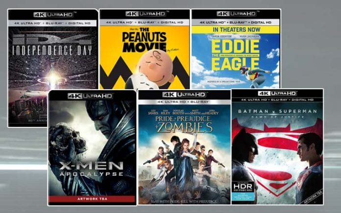 4K Blu-ray Vorschau für 2016