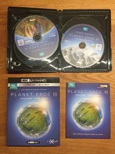 Planet Erde 2 erscheint als 4-Disc-Edition mit 2xUHD und 2xHD Blu-rays, ein kleines Begleitheft sowie einen schönen Schuber