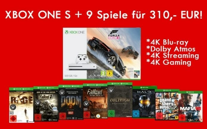 Xbox ONE S mit 9 Spielen für 310,- EUR!