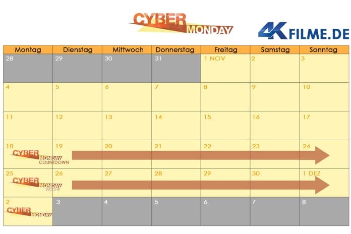 Wann startet die Cyber Monday Woche 2019? Unser Kalender verrät es euch!