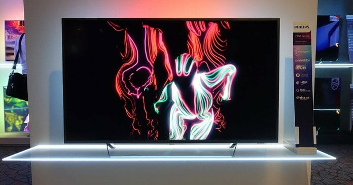 Das komplette Philips 2018 LCD 4K Fernseher Lineup das auf dem Launch Event in Amsterdam präsentiert wurde
