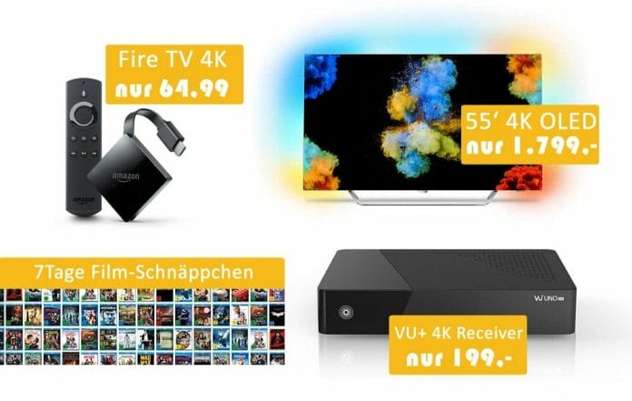 Reduzierte 4K OLED TVs mit Ambilight, 7 Tage Filmschnäppchen Aktion, Fire TV 4K für nur 64,99 EUR uvm.