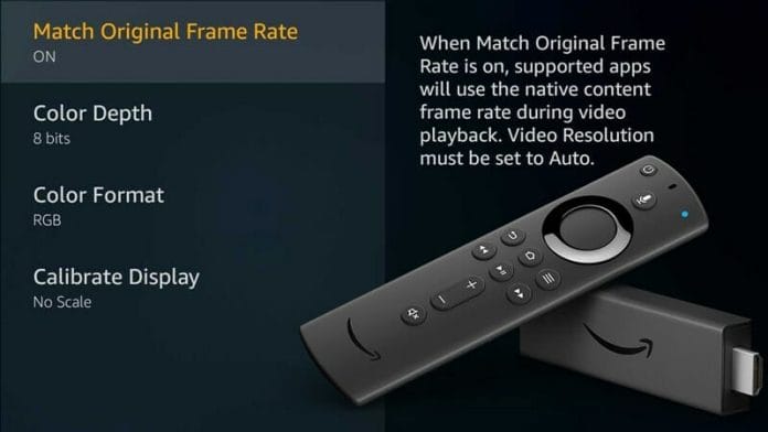 Der Fire TV Stick 4K passt die Bildwiederholungsrate an die Framerates der Inhalte an