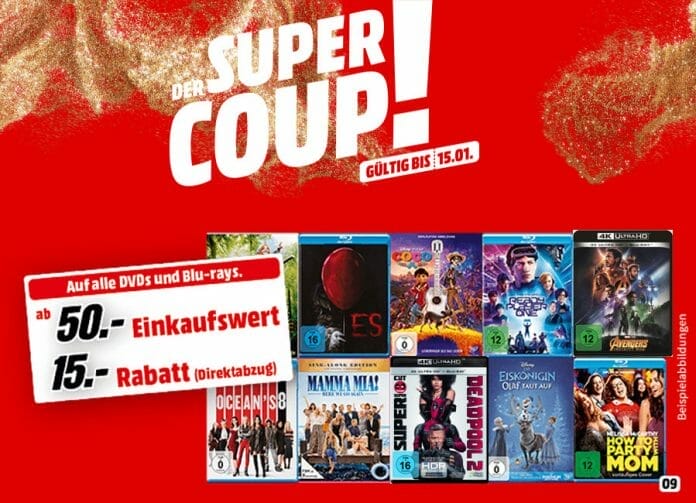 Mit dem MediaMarkt Super Coup bis zu 30% auf DVDs, Blu-rays und 4K Blu-rays sparen!