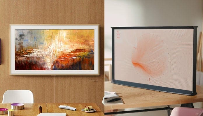 The Frame 2019 (links) und The Serif 2019 (rechts) - Samsungs neue Lifestyle-TVs