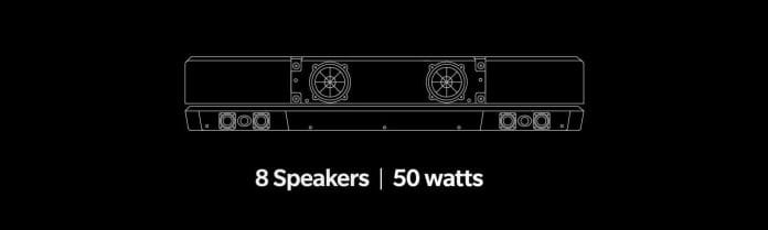 Lautsprecher-Anordnung des OnePlus TV Q1 Pro mit 80 Watt und 8 Treibern