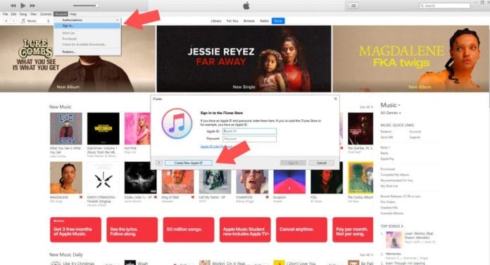 iTunes neue Apple ID erstellen