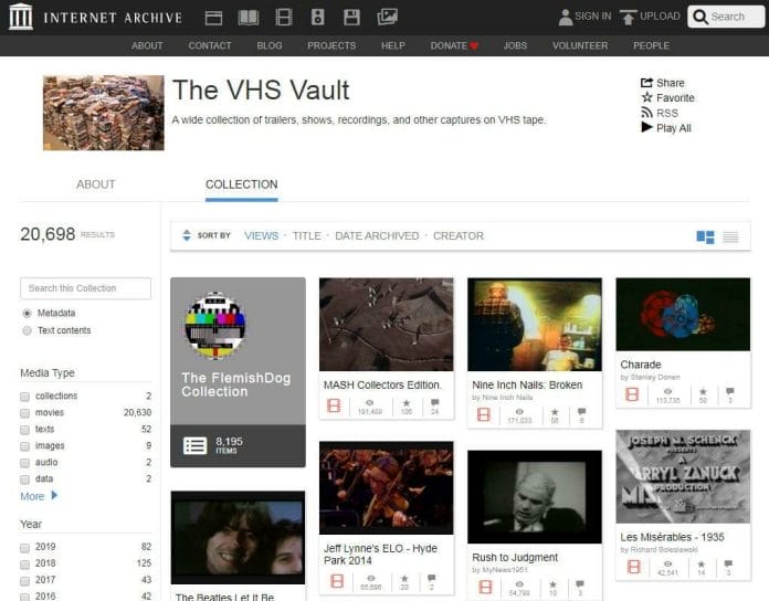 Videos in der VHS Vault lassen sich direkt wiedergeben und herunterladen