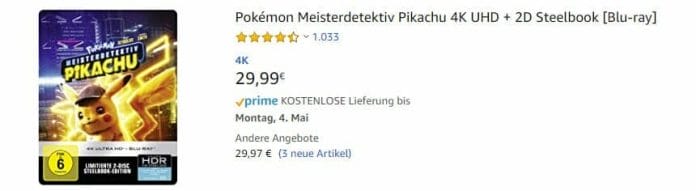 4K Blu-rays für Titel wie "Pokémon Meisterdetektiv Pikachu " haben immer noch eine Lieferzeit von über 1 Woche (Stand 28. April 2020)