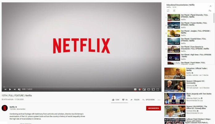 Netflix stellt unzählige Dokus kostenlos auf Youtube bereit