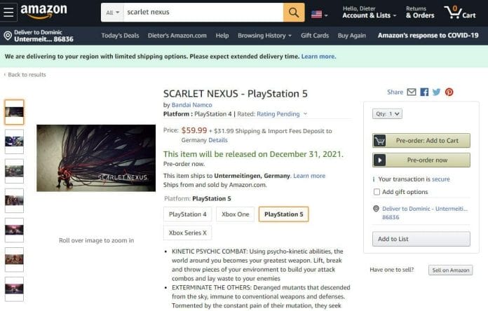 Scarlet Nexus für PlayStation 5 und Xbox Series X vorbestellbar