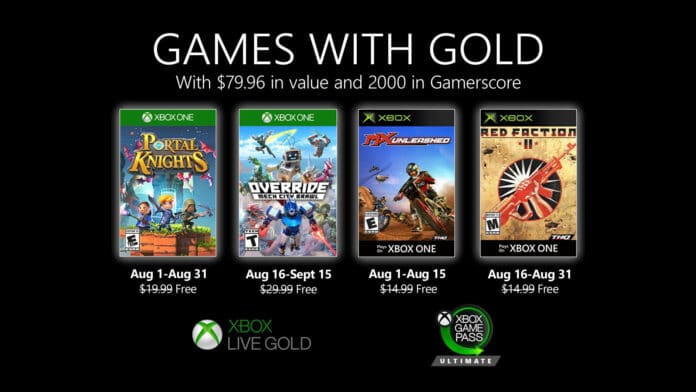 Xbox Games with Gold August 2020
