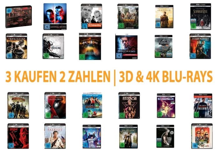 Spart 33% auf ausgewählte 3D & 4K Blu-rays: Kauf 4 - Zahl 2