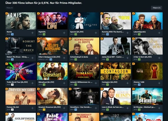 Unterhaltung satt! Über 300 Filme für je nur 97 Cent ausleihen in den Amazon Prime Deals