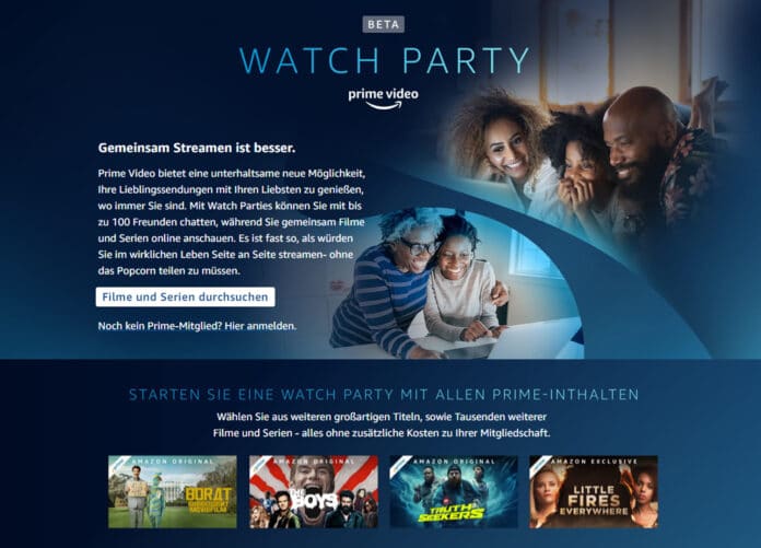 Watch Party Beta Amazon Prime Video Filmabend mit bis zu 100 Leuten!