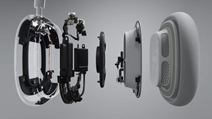 Die einzelnen Elemente einer Ohrmuschel des Apple Airpod Max