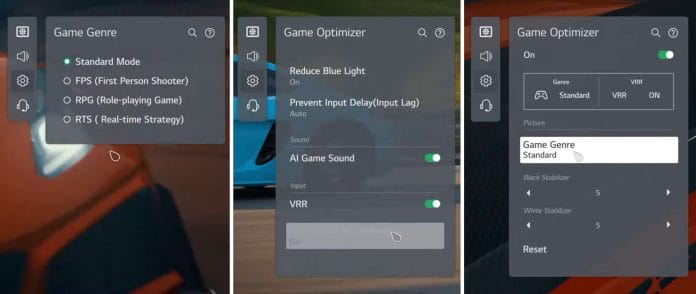 LG Game Optimizer OLED TV 2021