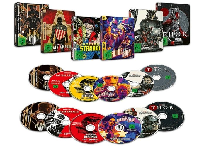 Die Marvel 4K Blu-ray Steelbooks in verschiedenen Pop-Art-Styles