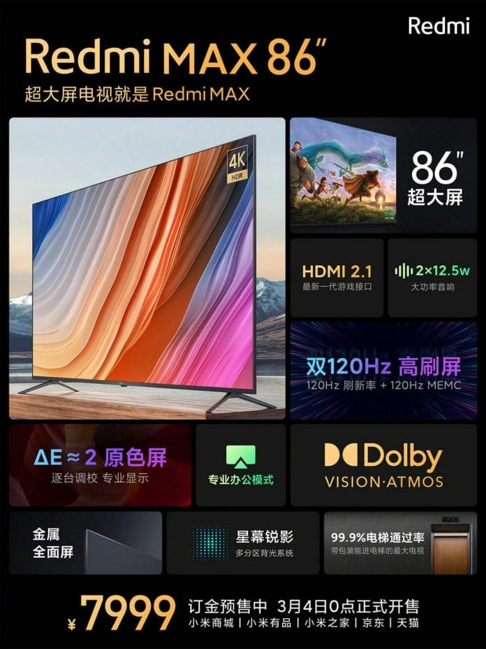 Highlight-Features des Redmi MAX 86 4K Fernsehers mit HDMI 2.1