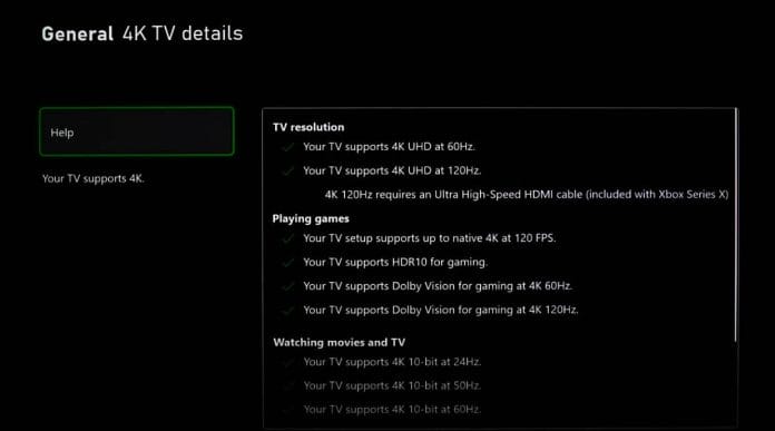 Bei den unterstützen Videomodi der Xbox Series X auf einem LG 2021 OLED TV wird jetzt 4K@120Hz+Dolby Vision unterstützt
