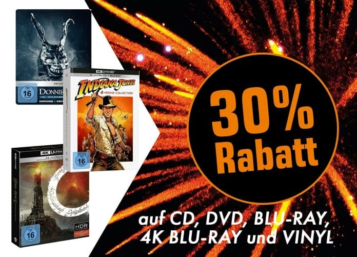 30 Prozent Rabatt auf lieferbare 4K Blu-rays, Blu-rays, DVDs, CDs und Vinyl!