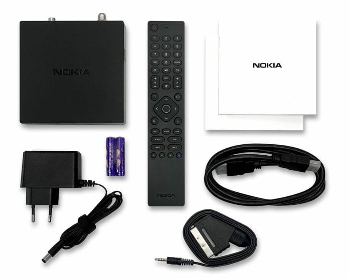 Der Lieferumfang des Nokia Satellite Receiver 7000.