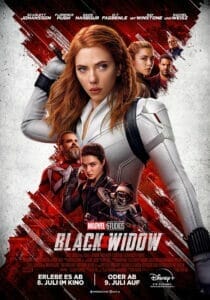 Auf einem offiziellen Black Widow Poster wird auf den VIP-Start auf Disney+ hingewiesen