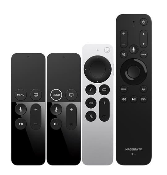 Der Größenvergleich der Siri Remotes mit der MagentaTV Fernbedienung