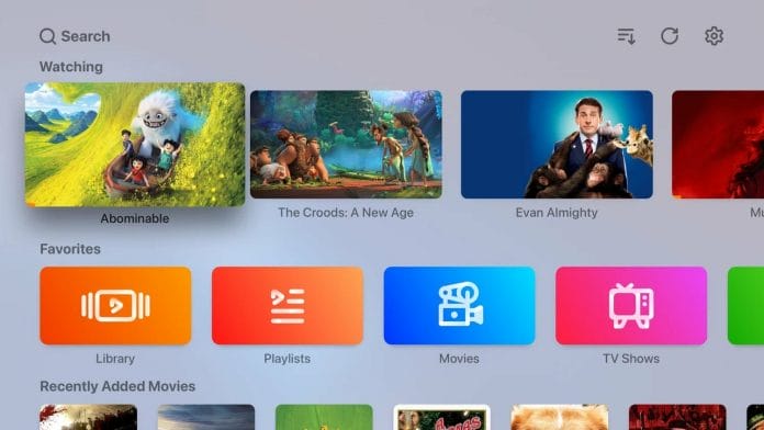 Home Screen der Infuse 7.2 App auf dem Apple TV
