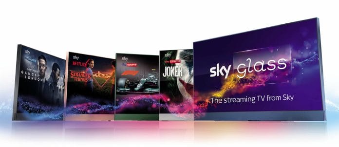 Die fünf Farboptionen des Sky Glass Streaming-TVs