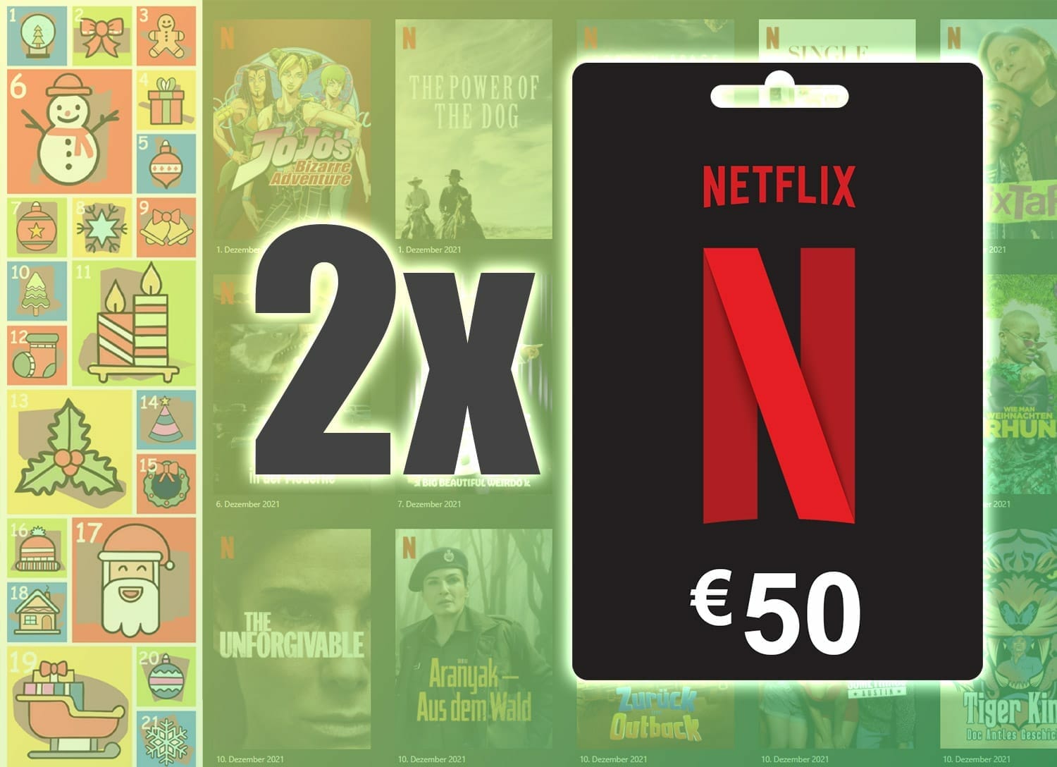 Gewinnspiel: 2x 50 4K je im Euro! - Filme Netflix-Gutscheinkarte von Wert