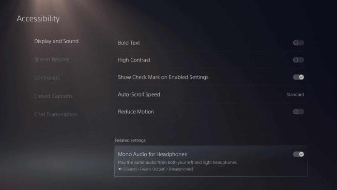 Großer Text, hohe Kontrastdarstellung und weitere Barrierefreiheitsfunktionen der PS5