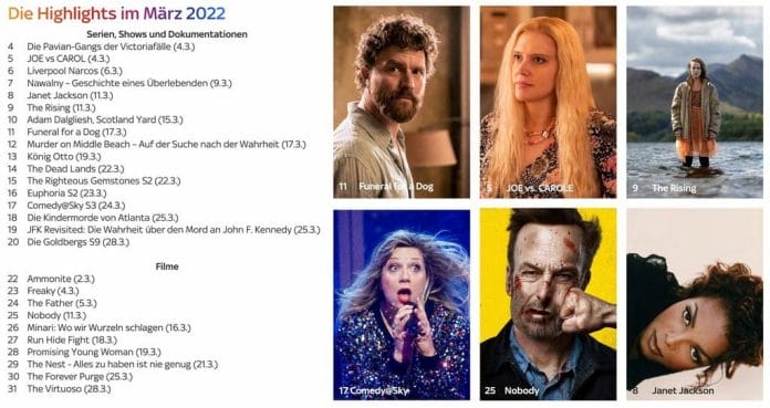 Sky kredenzt im März 2022 neue Filme und Serien.