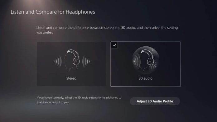 An der PlayStation 5 könnt ihr nun einfacher Stereo- und 3D-Sound vergleichen.