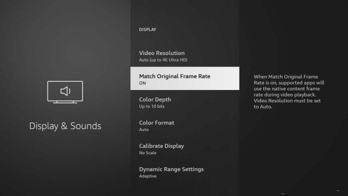 An den Amazon Fire TV muss das Framerate-Switching erst aktiviert werden.