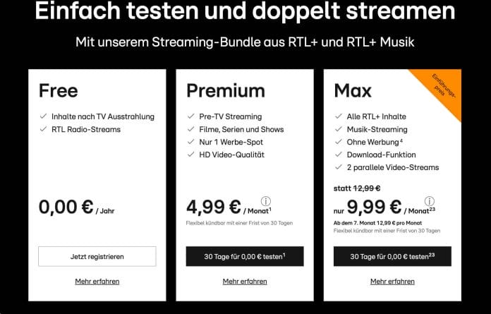 RTL+: Das Streaming-Angebot bietet euch verschiedene Tarife an.