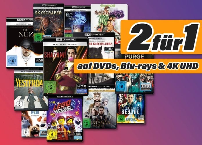 2-für-1 Aktion auf DVDs, Blu-rays und 4K Ultra HD Discs
