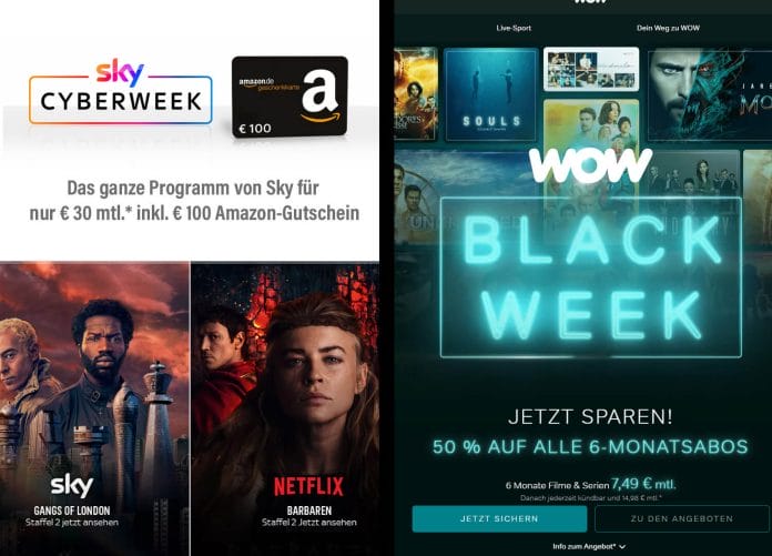 SKY und WOW locken mit großen Rabatten zur CyberWeek + Black Week