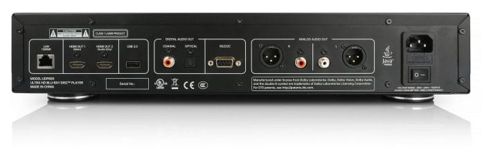 Das Anschlussterminal des Magnatar UDP800 mit Gigabit-Lan, Twin-HDMI-Outputs, USB 3.0, digitale Audioausgänge sowie die XLR und RCA Analog-Anschlüsse