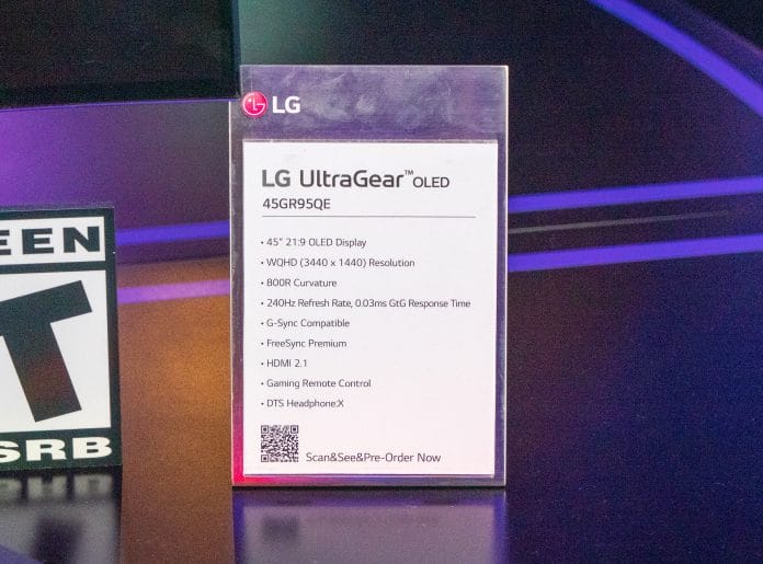 Spezifikationen des 45GR95QE LG OLED Gaming Monitors