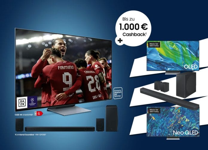 Bis zu 1.000 Euro Cashback beim Kauf günstiger Samsung Fernseher und Soundbars sparen!