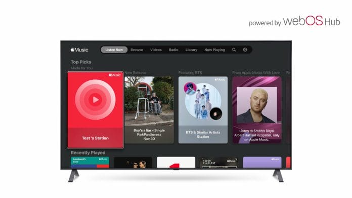 Auch Apple Music erreicht den webOS Hub.