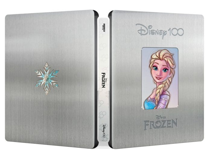 Die 4K Blu-ray Steelbooks sind in Silber gehalten, mit Sketch-Bild und Logo auf der Front und einem Symbol-Inprint auf der Rückseite. Der Rücken des 4K Steelbooks trägt den Namen des Films und das Disney 100 "Wasserzeichen"