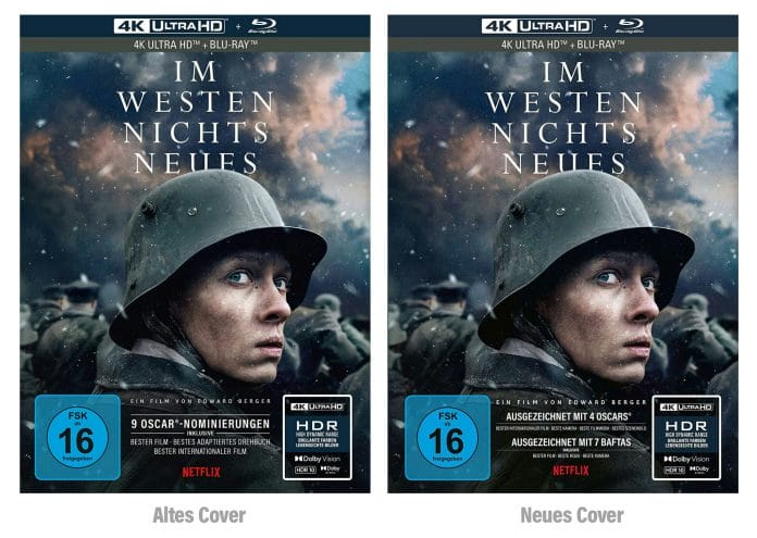 Das "alte" und das neue Cover zum 4K UHD Blu-ray Mediabook von "Im Westen nichts Neues"