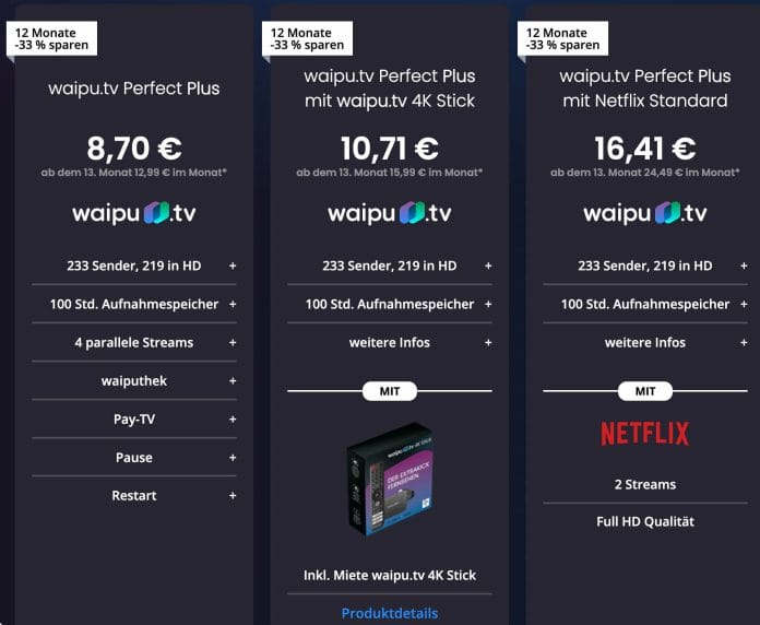 waipu.tv gewährt für 1 Jahr 33 % Rabatt.