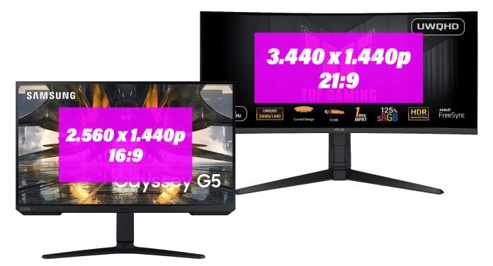 1440p Monitore gibt es mit unterschiedlichen Bildverhältnissen