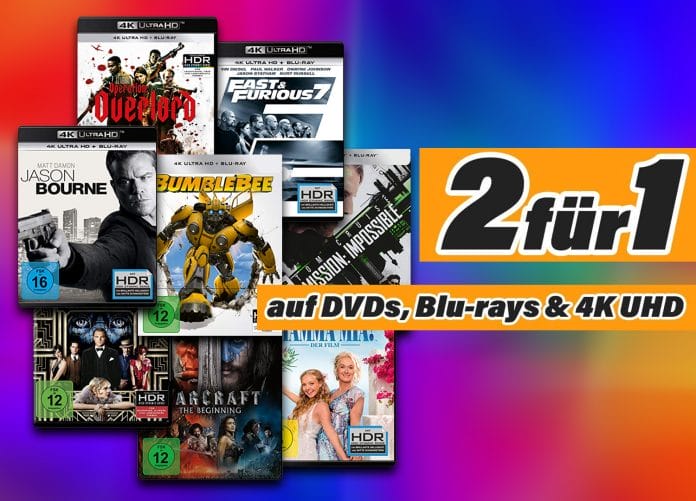 2-für-1-Sparpaket auf ausgewählte DVDs, Blu-rays und 4K UHD Filme