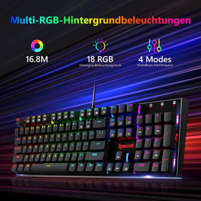 Schickes Design mit frei konfigurierbaren RGB-Leuchteffekten: Die Redragon Rudra K565